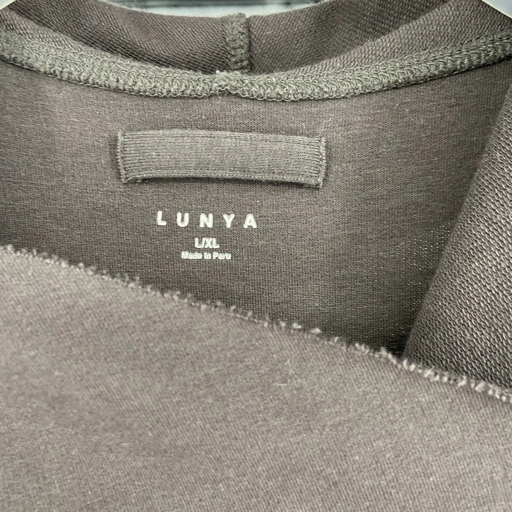 Lunya Restoration Long Robe Charcoal Grey Wrap Front Belted Maxi Loungewear L/XL